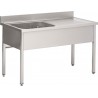 Plonge inox 1 bac + 1 egouttoir - 1200x600
