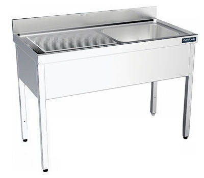 Plonge inox 1 bac + 1 égouttoir - 1300x700