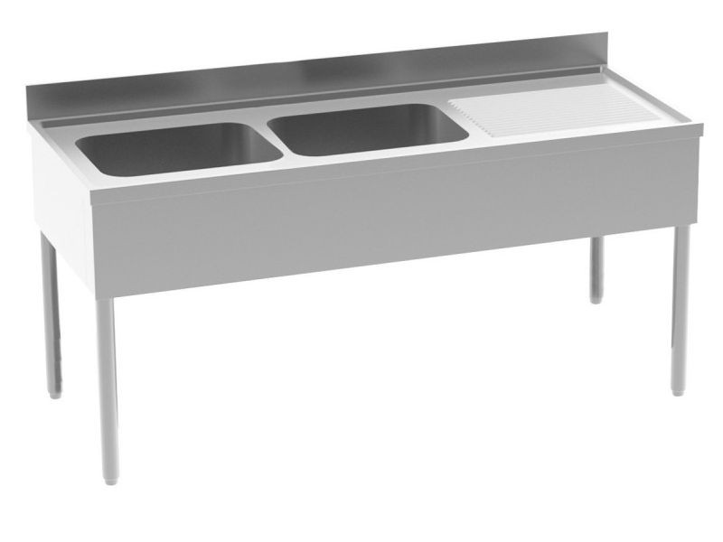 Plonge inox 2 bacs + 1 égouttoir 2000x700